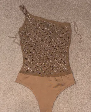 Windsor Sequin Bodysuit - tan thumbnail 1