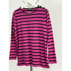 Lauren Ralph Lauren Shirt Womens Size L Pink Black Striped Long Sleeve Preppy thumbnail 3