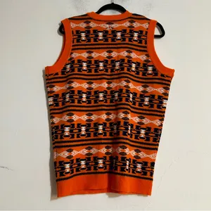 Denver Broncos NFL Aztec Print Orange Sweater Vest Medium Football Fall Preppy thumbnail 5