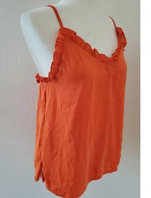 Dokotoo Orange Ruffle Cami Adjustable Strap Women Size S Tank Top Fli… thumbnail 4