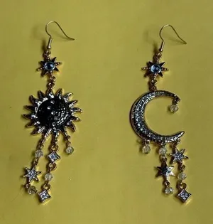 Gold and Silver Celestial Earrings thumbnail 1