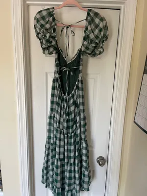 Mable green gingham backless dress thumbnail 4