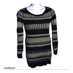Roxy Knit Sweater Dress XS Gray White Cozy Cabin Core Fall Winter Dress thumbnail 16