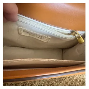 Rachel Zoe Small Crossbody Bag Leather Canvas Cream Brown Gold Turn-Lock thumbnail 6