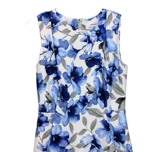 Calvin Klein Blue Floral Stretch Scuba Sleeveless Sheath Dress Office Wedding 6 thumbnail 4
