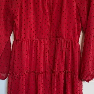 Trixxi Girl Red Black‎ Sheer Dot Party Dress Goth Red Devil Vamp - Juniors XL thumbnail 12