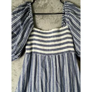 Emerson Fry‎ x Love Tomas Striped Smocked Cotton Maxi Dress Puff Sleeve XS/S thumbnail 5