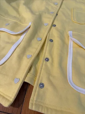 Strawberry western heart snap yellow cardigan collared size S cotton fall thumbnail 4