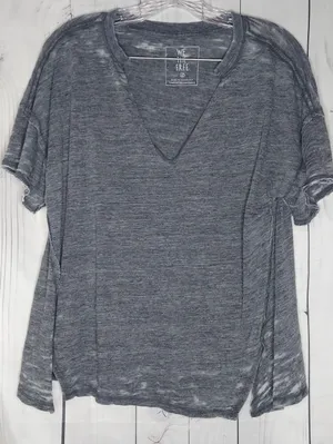 We The Free Free People Heather Gray V-Neck Short Sleeve Everyday Burnout Tee thumbnail 1