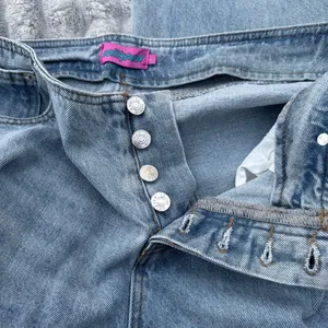 Edikted Wide Leg Jeans Women’s L Light Wash High Rise Button Fly Denim thumbnail 6