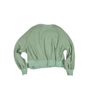 Free People Found My Friend Mint Green Boucle Knit Balloon Sleeve Sweater Medium thumbnail 3