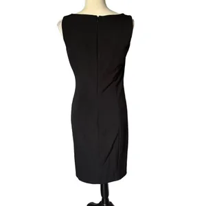 Calvin Klein Dress Size 4 Black Sheath Sleeveless Ruched Bodycon Cocktail Career thumbnail 2