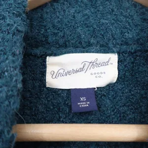Universal Thread Teal Mock Neck Fuzzy Boucle Knit Sweater XS thumbnail 3