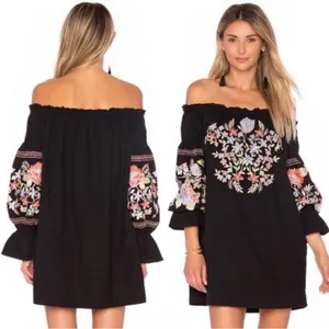 Free People Fleur‎ Du Jour Floral Embroidered Off-the-Shoulder Mini Dress Small thumbnail 3