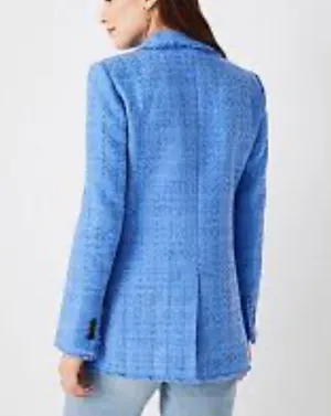 Ann Taylor Fringed Tweed Double Breasted Blazer NWT thumbnail 3