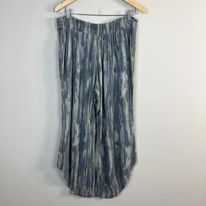 Free People Pants‎ Womens Large Gray Blue Yellow Abstract Wide Leg Boho Lounge thumbnail 8