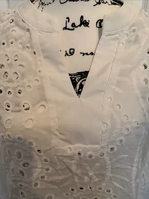 White Eyelet V-Neck Swim Coverup Tunic thumbnail 5