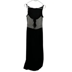 BARI‎ JAY Vintage Long Sleeveless Cocktail Dress Sz 11/12 Striped Corset Back thumbnail 2