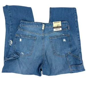 Ariat Tomboy Straight Jeans Women 27 R Blue NWT Distressed Carpenter Alaska thumbnail 4