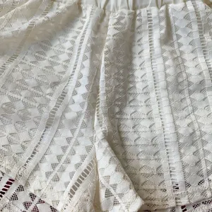 Sage White Lace Shorts Made in USA Elastic Waist Lined Openwork Size Small thumbnail 2