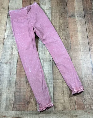 JoyLab Pink Acid Wash Ruffle Hem High Waisted Yoga Leggings Womens XS thumbnail 1