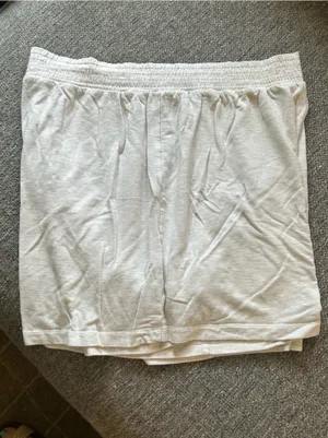 Gap Light Heather Gray/Cream Elastic Waistband Sleep Shorts | Size Large thumbnail 3