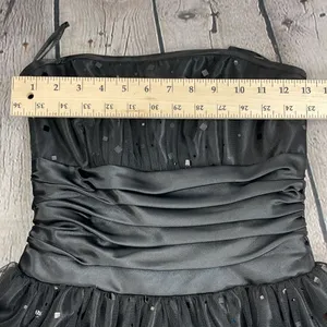Jessica McClintock For Gunne Sax Black Strapless Netted Embellished Dress 3 thumbnail 13