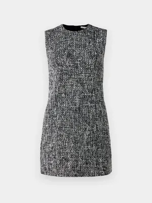 NWOT Abercrombie & Fitch Black & White Tweed Sleeveless Mini Dress Shift Sheath thumbnail 5