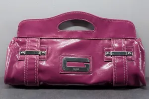 Vintage GUESS Portofino Clutch Baguette Bag | Plum Cutout Handle | Y2K thumbnail 1