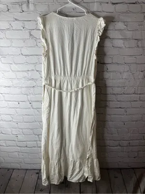 Pop sugar linen blend ruffle sleeve maxi dress size large thumbnail 5