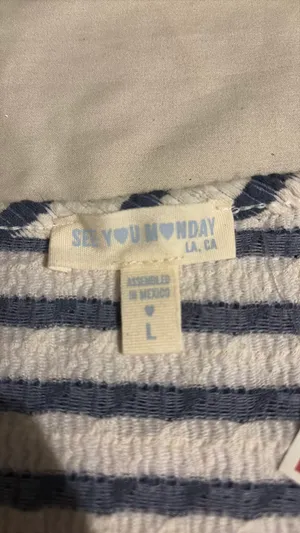 See You Monday TJ Maxx Striped Blue Top thumbnail 3