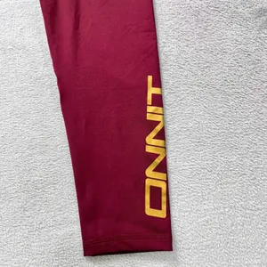 Virus x Onnit Hi-Waist Performance‎ Leggings M Women Maroon Gold Logo Training thumbnail 7
