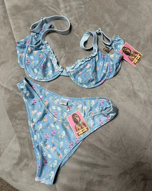 Strawberry Milk Mob Bikini NWT Blue Size XL thumbnail 1