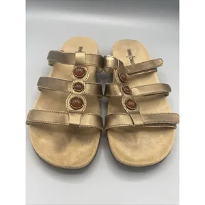 Minnetonka Sandals Brown Leather Strap Slip On Slide Womens‎ Size 9 thumbnail 2