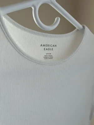 White Ribbed T-Shirt American Eagle thumbnail 3