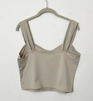 [Abercrombie & Fitch] Nude Light Taupe Soft Sweetheart Crop Tank Top Sz Large L thumbnail 3