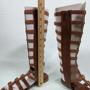 Wild‎ Pair Size-6.5M Romikaa Knee High Gladiator Sandals Brown Faux Leather thumbnail 5
