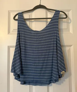 Blue and White Striped Salt Life Tank Top thumbnail 2
