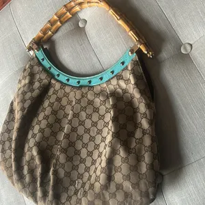 Gucci Bamboo Top Handle Handbag Canvas/ Teal Leather thumbnail 11
