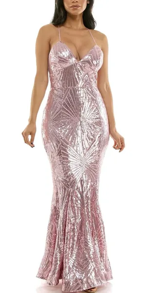 Violet Weekend Blush Pink Sequin Maxi Dress — Size 1/2 — NWT thumbnail 1