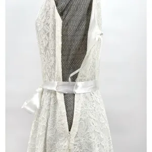 Tahari White Lace Satin Bow Dress Sleeveless V Ivory Wedding Eloping ASL Size 8 thumbnail 8