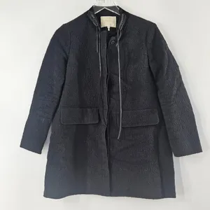 Maje Gretelle‎ Leather Trim Jacquard Knit Longline Coat Parisian Car Coat Sz 36 thumbnail 7
