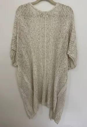 POL Light Cream Open Knit Women's Open Cardigan Sweater Women’s Size M thumbnail 1