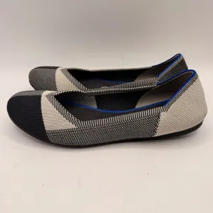 Rothys The Flat Navy Cream Gingham Round Toe Knit Ballet Flats Womens 7 thumbnail 3