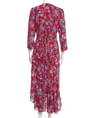 Alexis Silk Lorna Rouge Floral Wrap Midi Ruffle Hem Dress Size XS thumbnail 6