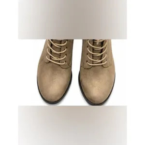 NWB Journee Collection Baylor Booties Sz 8.5 Faux Suede Lace-Up Stacked Heel Tan thumbnail 8