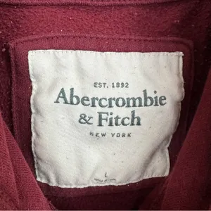 Y2K Vtg Abercrombie & Fitch Burgundy Swearshirt Hoodie Womens Large Grunge Prep thumbnail 3