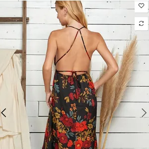 NEW Sweet Lemon Floral Print Halter Neck Maxi Dress thumbnail 3