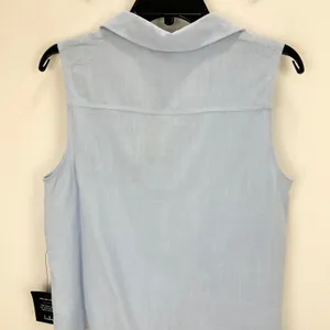 Lulus Casual Contentment Light Blue Linen Button-Up Collared Tank Top Medium NWT thumbnail 10