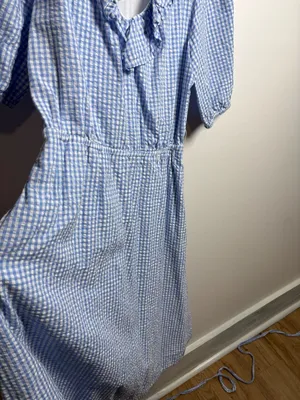Draper James RSVP Blue Gingham Ruffle Midi‎ Dress thumbnail 3